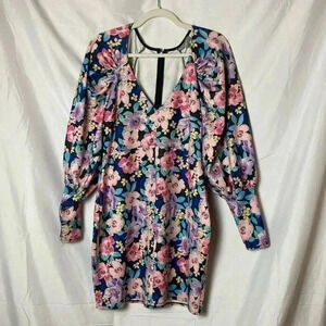 ASOS DESIGN puff sleeve button through mini‎ dress in floral print